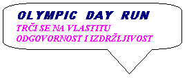 Zaobljeni pravokutni oblai: OLYMPIC  DAY  RUN
TRI SE NA VLASTITU 
ODGOVORNOST I IZDRLJIVOST

